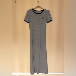 TORY BURCH Sport Navy Striped Heart Logo Maxi T-Shirt Dress
